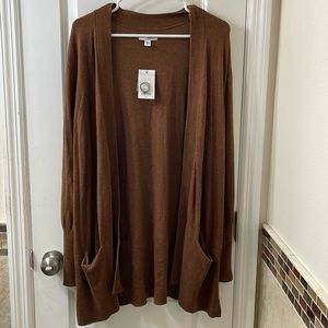 NWT Sonoma Cardigan. Brown with pockets. XL